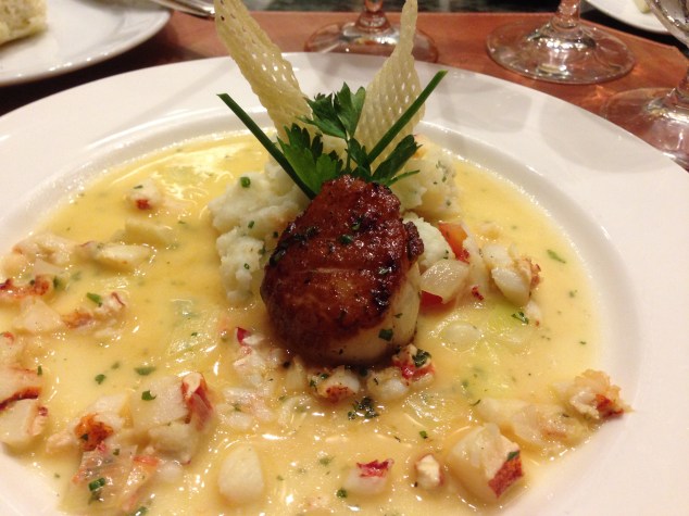 Scallop and Lobster on a Potato Puree at Napa Rose